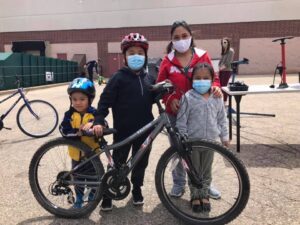 cute family with their new bikes