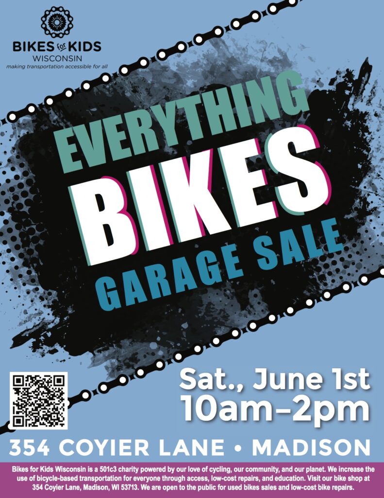 Image of garage sale poster. Grungy design in blue and black.