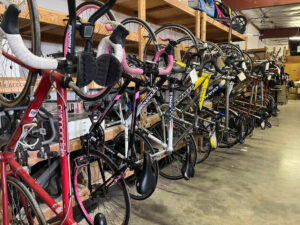 Lots of nice bikes displayed in the bike shop.
