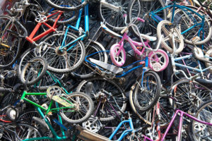 photo of a pile of junk bikes - a boneyard