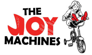 The Joy Machine logo-an illustration of a girl enjoying a ride on a bike