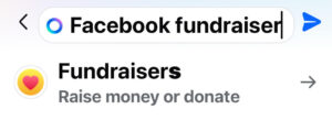 Facebook fundraiser screenshot