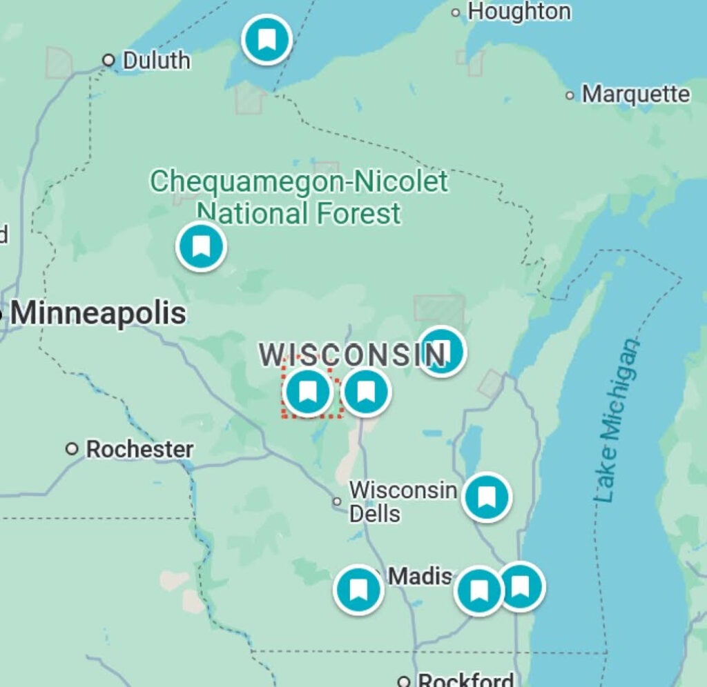 Map of Wisconsin showing the distribution of counties that will receive bikes in 2025.